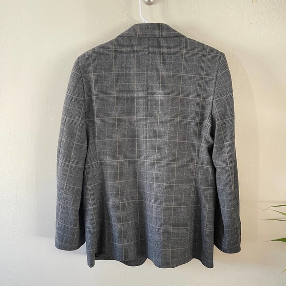 Zara Glen Plaid Double Button Black Grey Womens Blazer Size Large - Picture 4 of 8